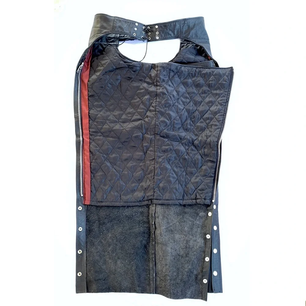 Jamin Leather Black Heavy Duty Lined Motorcycle Chaps ~ Men’s XXL